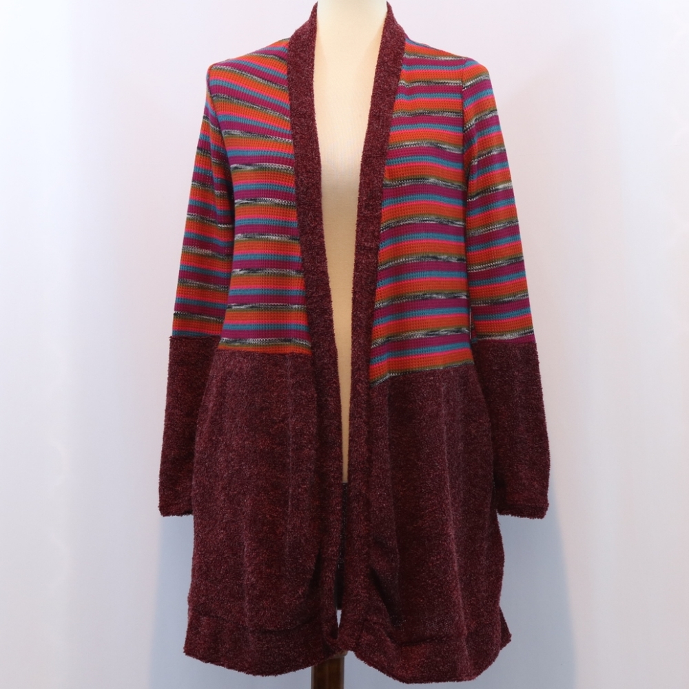 Flamingo Thermal Knit Peplum Cardigan Sweate